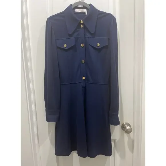 See by Chloé Blue Collared Button Front Shirt Dress Sz S